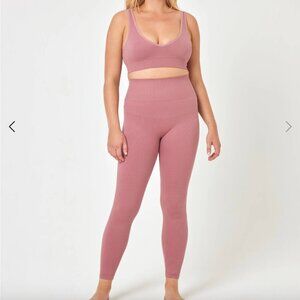 L Space "Work It" Seamless Legging and Sports Bra Dusty Rose Size M/L